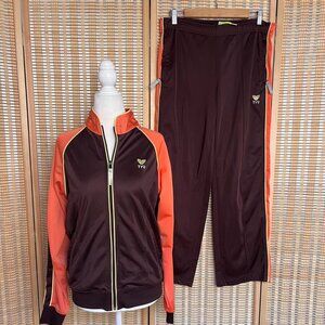 Retro TYR tracksuit in brown orange and yellow, lined with fleece